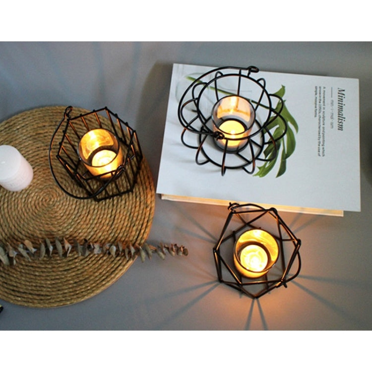 2 PCS Candle Holder Wind Lamp Iron Wine Cabinet Decoration, Colour: C Black