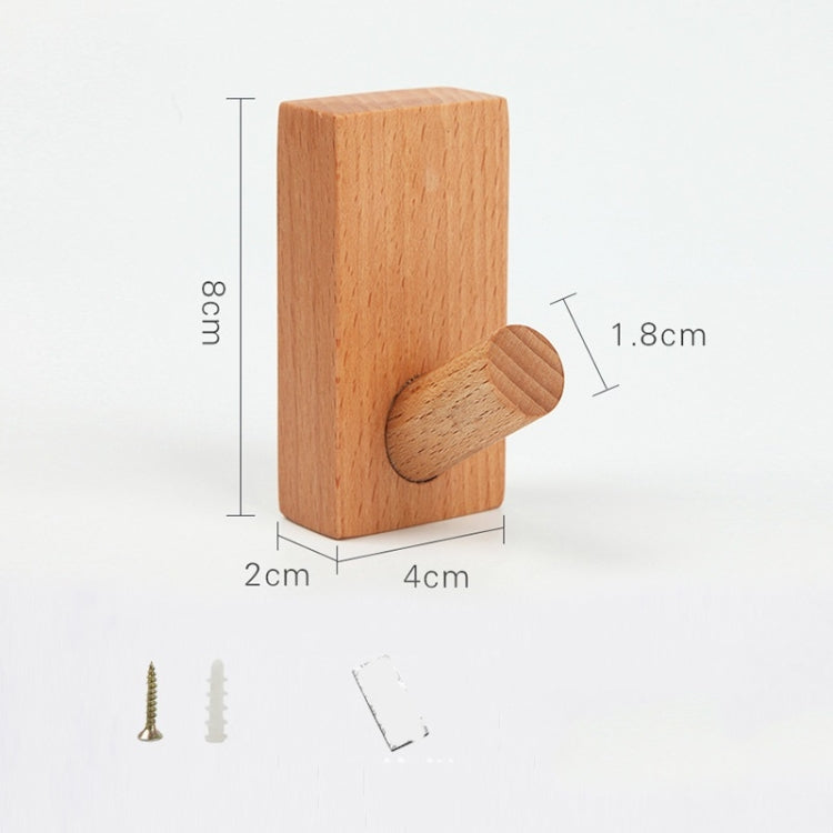 2 PCS Solid Wood Punch-Free Entrance Behind The Door On The Wall Sticky Hook Clothes Hook Beech Wood
