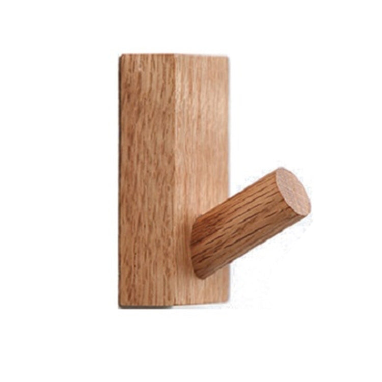 2 PCS Solid Wood Punch-Free Entrance Behind The Door On The Wall Sticky Hook Clothes Hook Oak