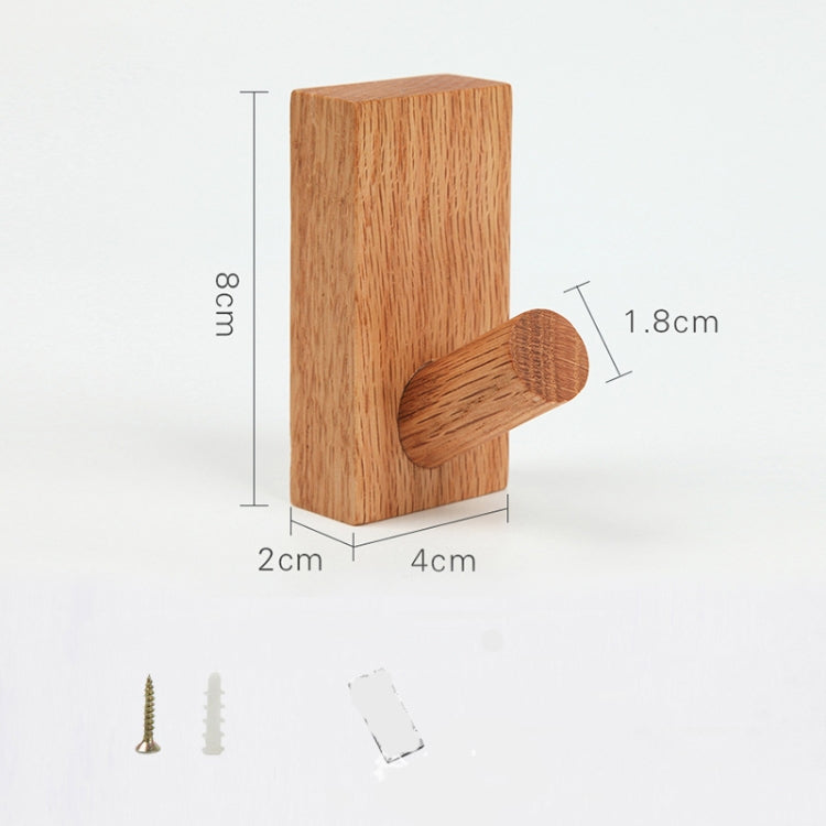 2 PCS Solid Wood Punch-Free Entrance Behind The Door On The Wall Sticky Hook Clothes Hook Oak