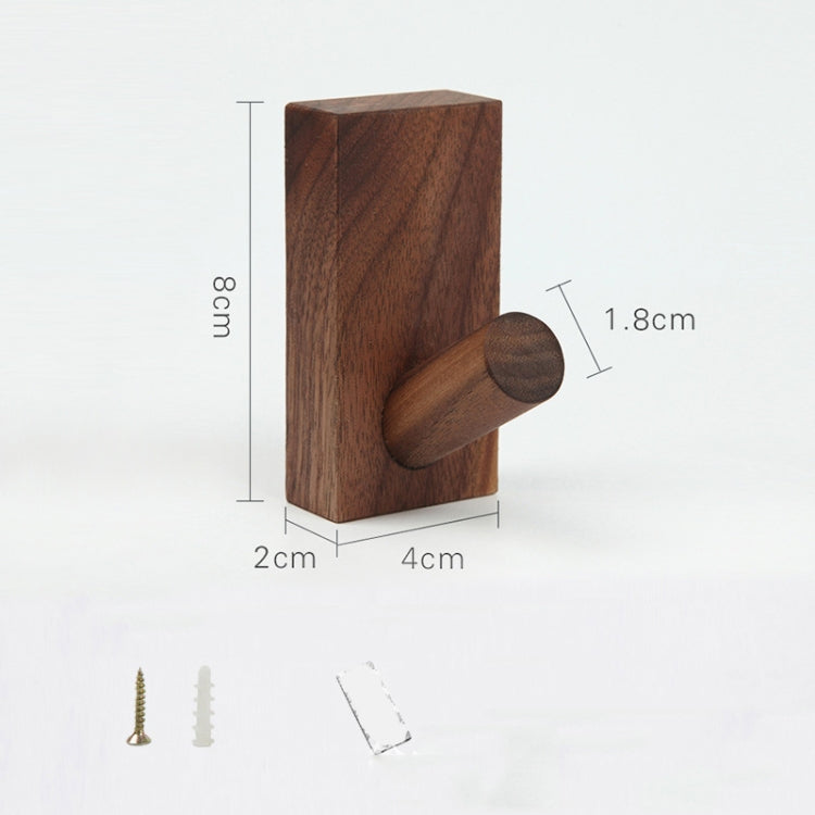 2 PCS Solid Wood Punch-Free Entrance Behind The Door On The Wall Sticky Hook Clothes Hook Black Walnut