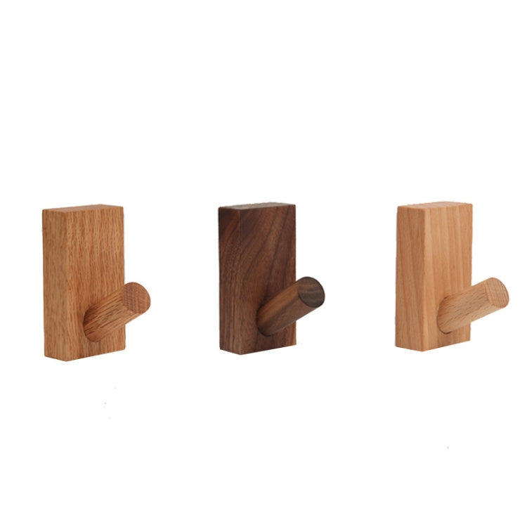 2 PCS Solid Wood Punch-Free Entrance Behind The Door On The Wall Sticky Hook Clothes Hook Black Walnut