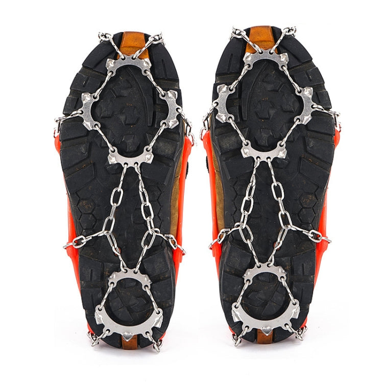 13 Teeth Outdoor Stainless Steel Mountaineering Climbing Crampons Trekking Non-Slip Shoe Covers, Size: Mï¼ˆOrangeï¼‰