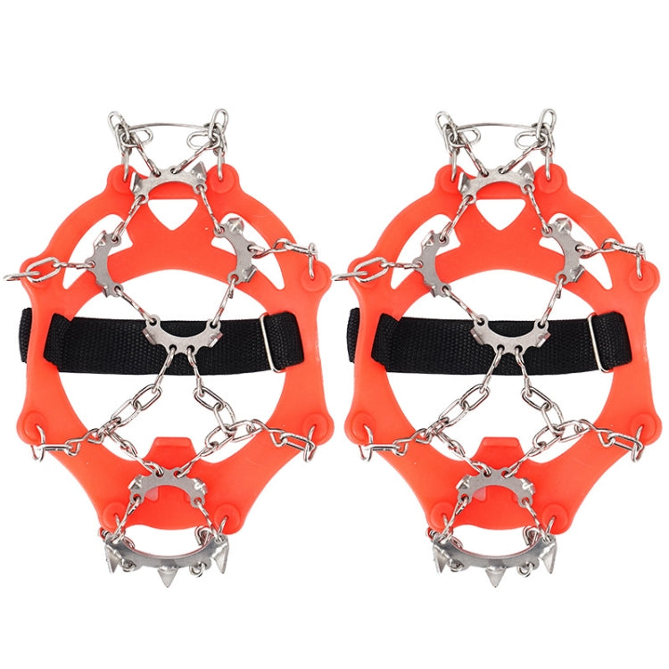 13 Teeth Outdoor Stainless Steel Mountaineering Climbing Crampons Trekking Non-Slip Shoe Covers, Size: Mï¼ˆOrangeï¼‰