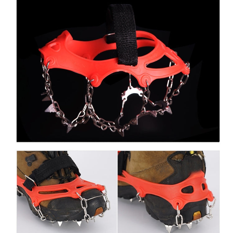 13 Teeth Outdoor Stainless Steel Mountaineering Climbing Crampons Trekking Non-Slip Shoe Covers, Size: Mï¼ˆOrangeï¼‰