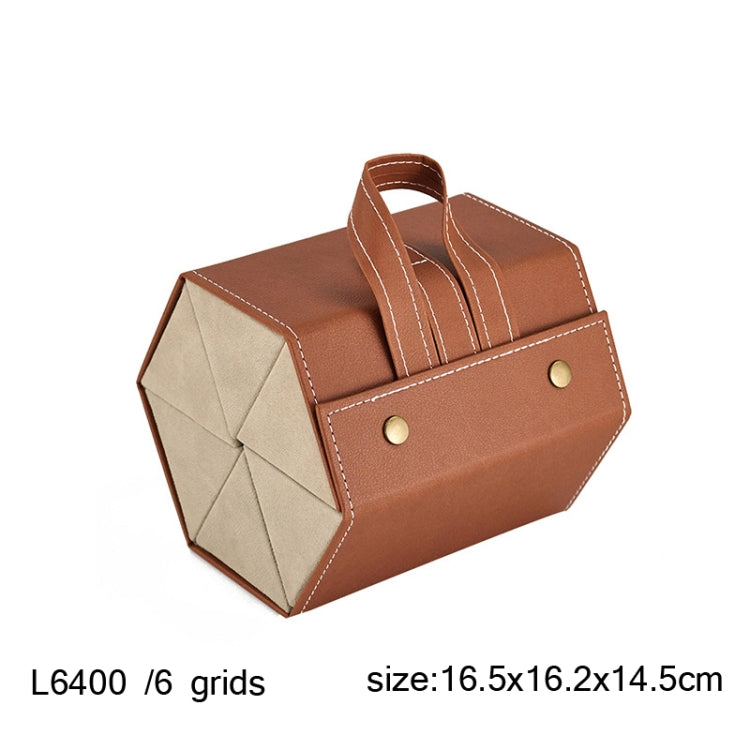 Multifunctional Jewelry Glasses Storage Box Small Grain PU Leather Handmade Glasses Case,Model: L6400 (Brown)