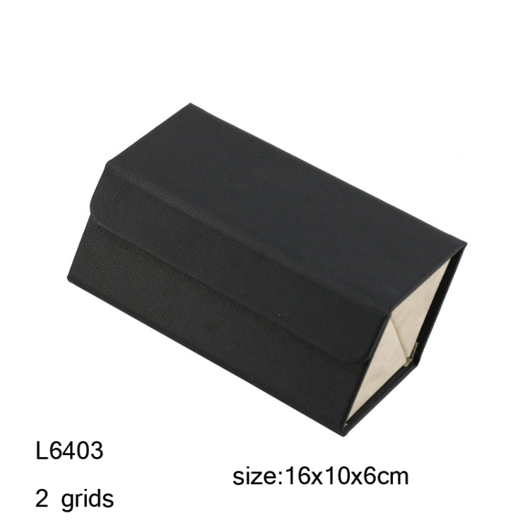 Multifunctional Jewelry Glasses Storage Box Small Grain PU Leather Handmade Glasses Case,Model: L6403 (Black)