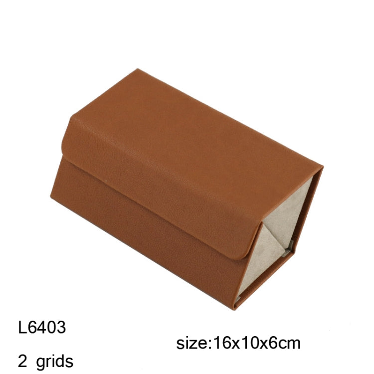 Multifunctional Jewelry Glasses Storage Box Small Grain PU Leather Handmade Glasses Case,Model: L6403 (Brown)