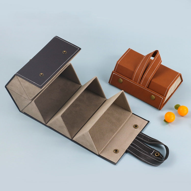 Multifunctional Jewelry Glasses Storage Box Small Grain PU Leather Handmade Glasses Case,Model: L6392 (Black)