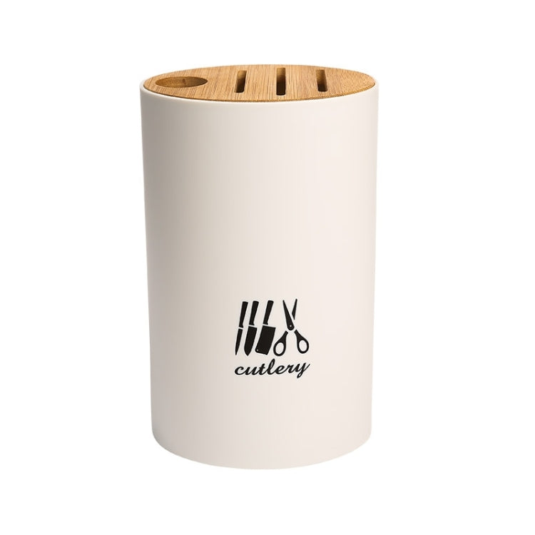 Bamboo Cover Knife Storage Rack Kitchen Multi-Function Rack Round (White)