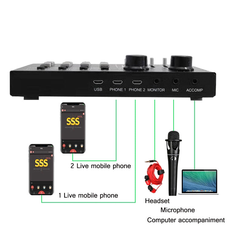 i10 Mobile Phone Live Singing Sound Card Microphone