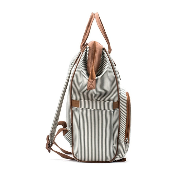 Multifunctional Large Capacity Double Shoulder Mother And Baby Bag Vertical Stripes