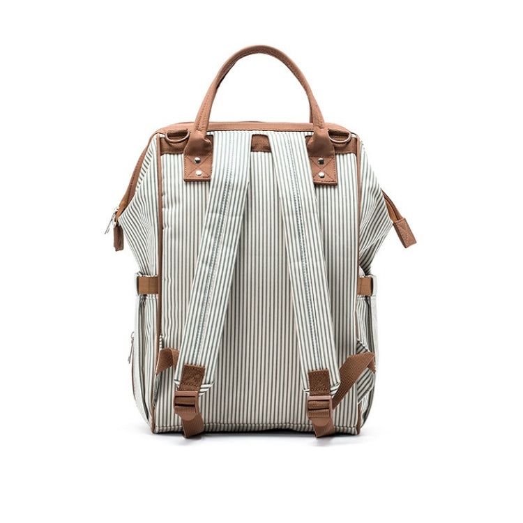 Multifunctional Large Capacity Double Shoulder Mother And Baby Bag Vertical Stripes