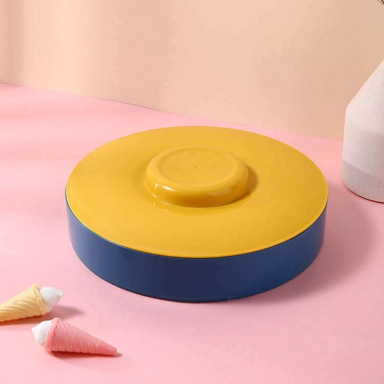 Plastic Fruit Tray With Lid Living Room Household Dried Fruit Box, Specification: One Layer (Yellow&Blue)
