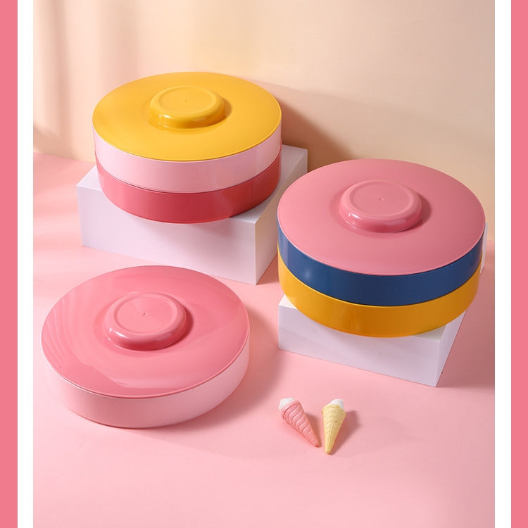 Plastic Fruit Tray With Lid Living Room Household Dried Fruit Box, Specification: One Layer (Yellow&Blue)