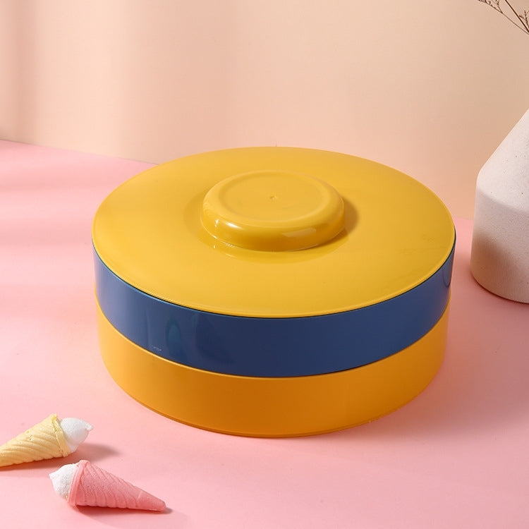 Plastic Fruit Tray With Lid Living Room Household Dried Fruit Box, Specification: Two Layer (Yellow&Blue)