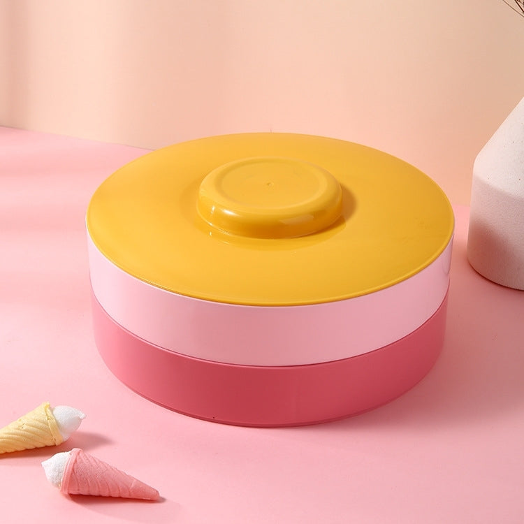 Plastic Fruit Tray With Lid Living Room Household Dried Fruit Box, Specification: Two Layer (Red Pink&Yellow)