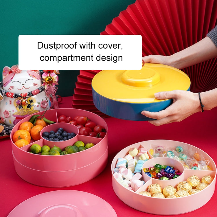 Plastic Fruit Tray With Lid Living Room Household Dried Fruit Box, Specification: Two Layer (Red Yellow&Blue)
