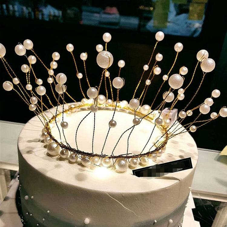 2 PCS Seaweed Tassel Pearl Crown Baking Cake Decoration