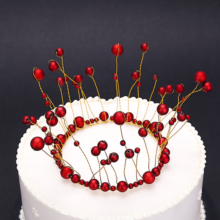 2 PCS Seaweed Tassel Pearl Crown Baking Cake Decoration