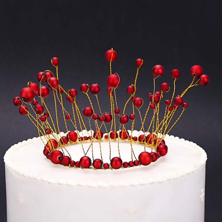 2 PCS Seaweed Tassel Pearl Crown Baking Cake Decoration