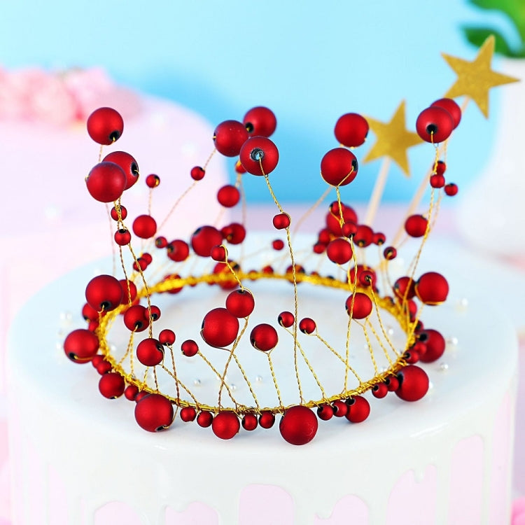2 PCS Seaweed Tassel Pearl Crown Baking Cake Decoration