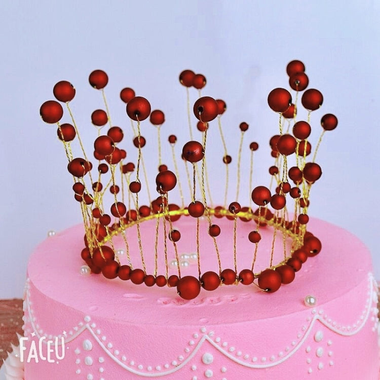 2 PCS Seaweed Tassel Pearl Crown Baking Cake Decoration