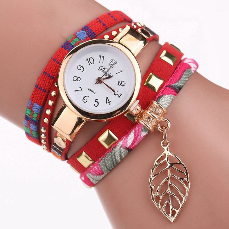 Ladies Quartz Bracelet Watch with Leaf Shape Pendant