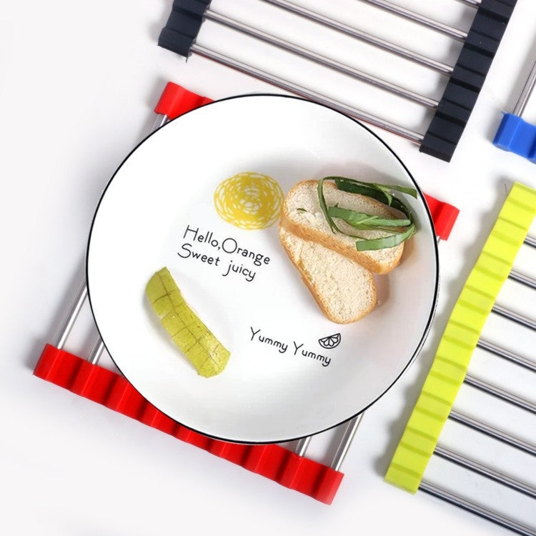 MS-202 3 PCS Home Kitchen Stainless Steel Non-Slip Anti-Scalding Placemat Folding Heat Insulation Pot Mat, Color Random Delivery
