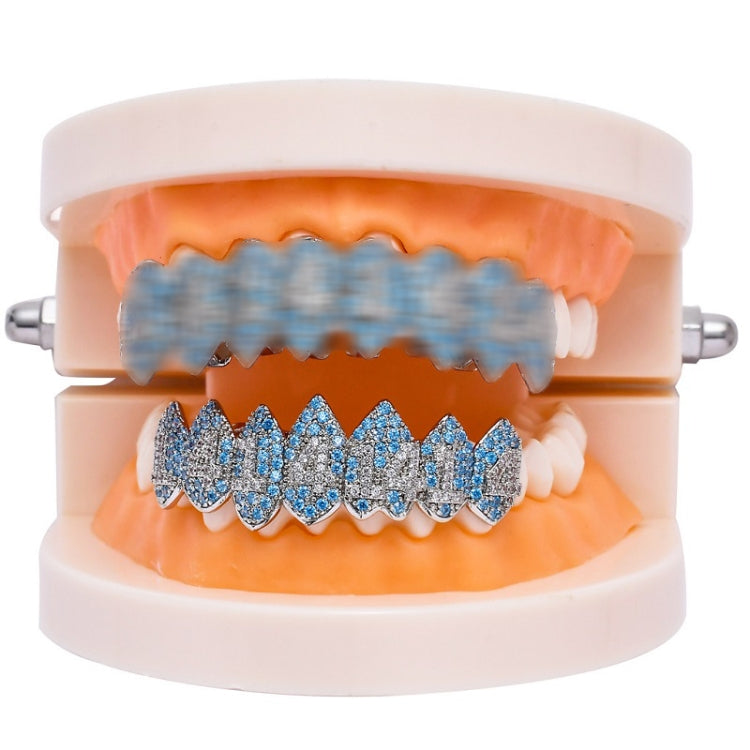 Halloween Vampire 8 Zircon Hip Hop Braces, Colour: Platinum Lower Teeth