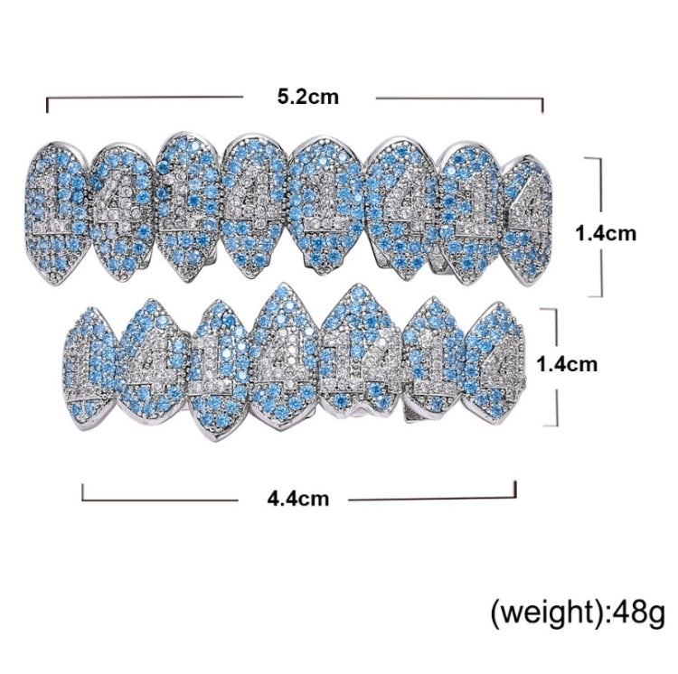 Halloween Vampire 8 Zircon Hip Hop Braces, Colour: Platinum Lower Teeth