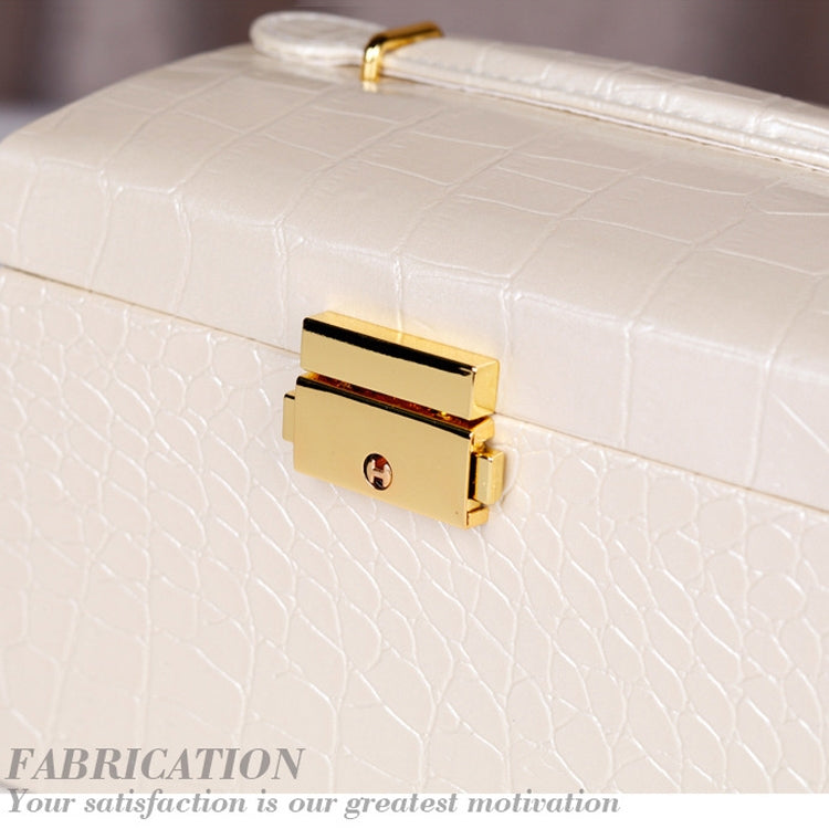 PU Leather Three-Layer Jewelry Box Storage Display Packaging Box, Colour: Rain Silk Texture (White)