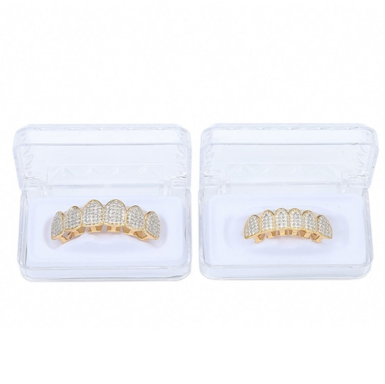 Halloween Accessories Micro-Inlaid Zircon Hip-Hop Braces, Colour: Gold Lower Teeth