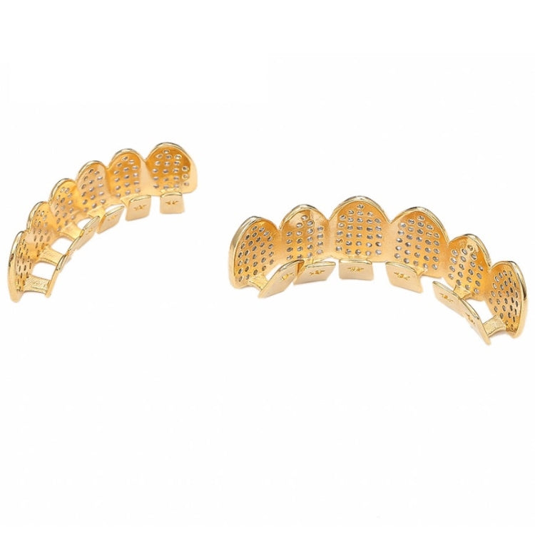 Halloween Accessories Micro-Inlaid Zircon Hip-Hop Braces, Colour: Gold Lower Teeth