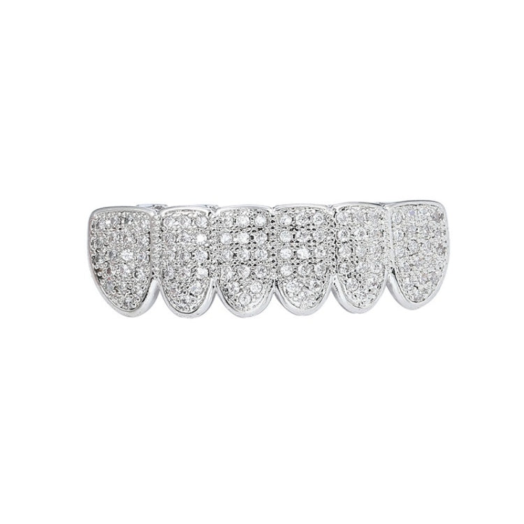 Halloween Accessories Micro-Inlaid Zircon Hip-Hop Braces, Colour: Silver Lower Teeth