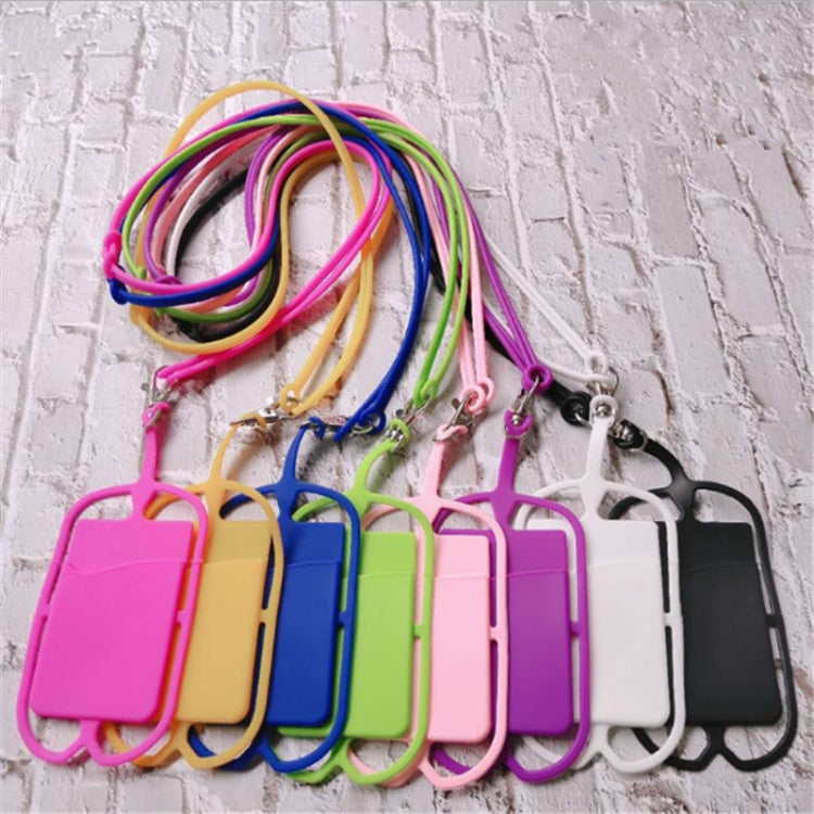 10PCS Universal Silicone Mobile Phone Protective Case Cover with Card Slot & Lanyard(Random Color on Delivery)