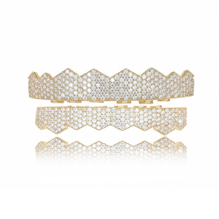 Hip-HopGold-Plated Micro-Inlaid Zircon 8 Gold Braces, Colour: Gold Suit