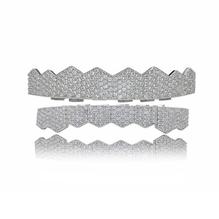 Hip-HopGold-Plated Micro-Inlaid Zircon 8 Gold Braces, Colour: Silver Suit