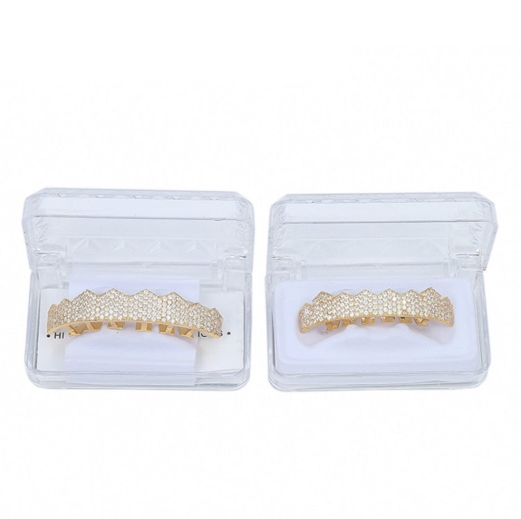 Hip-HopGold-Plated Micro-Inlaid Zircon 8 Gold Braces, Colour: Gold Lower Teeth