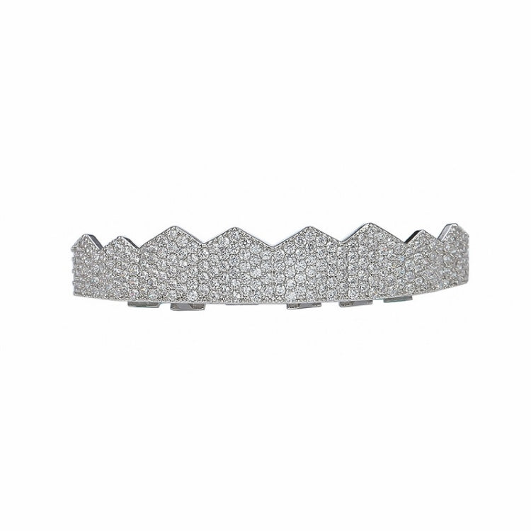 Hip-HopGold-Plated Micro-Inlaid Zircon 8 Gold Braces, Colour: Silver Upper Teeth
