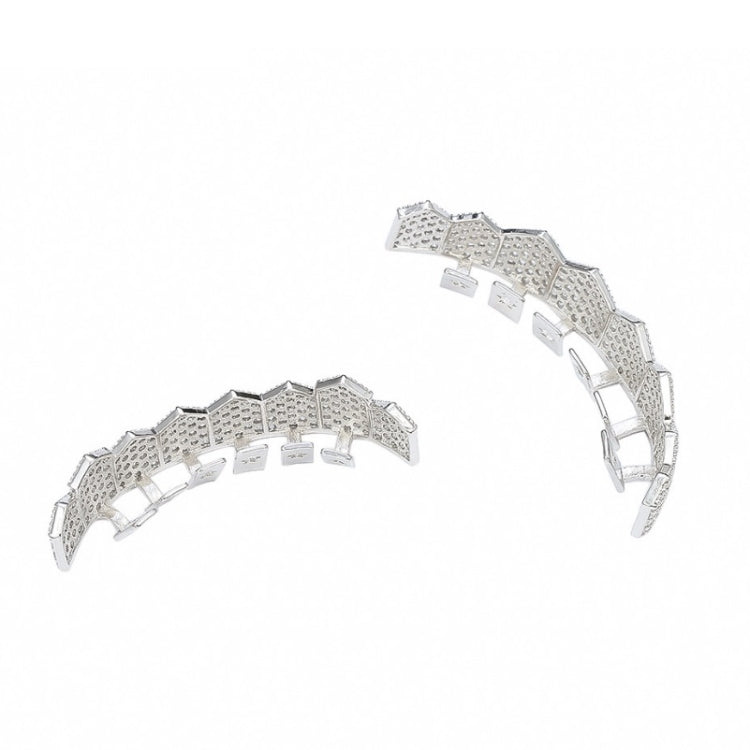Hip-HopGold-Plated Micro-Inlaid Zircon 8 Gold Braces, Colour: Silver Lower Teeth