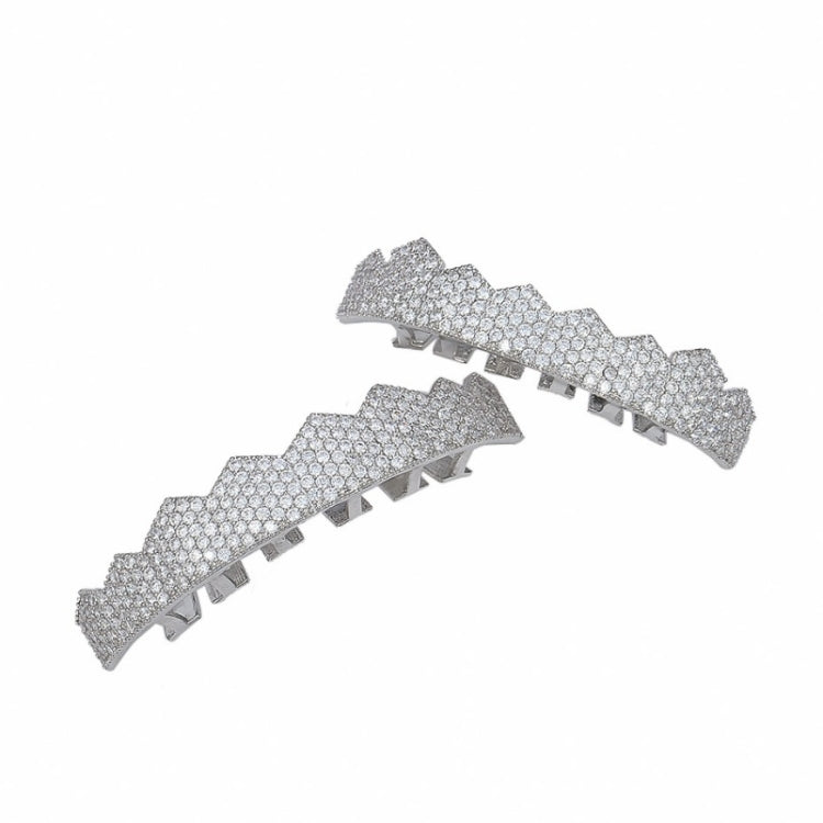 Hip-HopGold-Plated Micro-Inlaid Zircon 8 Gold Braces, Colour: Silver Lower Teeth