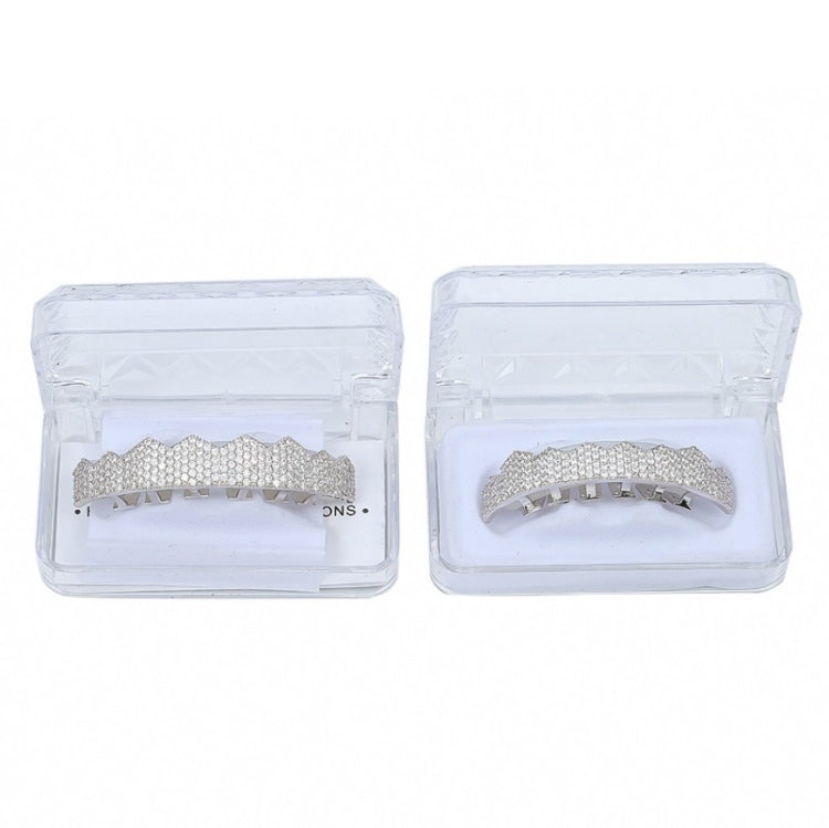 Hip-HopGold-Plated Micro-Inlaid Zircon 8 Gold Braces, Colour: Silver Lower Teeth