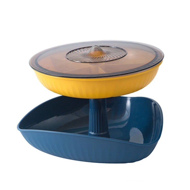 Snacks Dried Fruit Plate Multilayer Superimposed Fruit Plate Candy Plate, Specification:   Double Layer 1  (Royal Blue)
