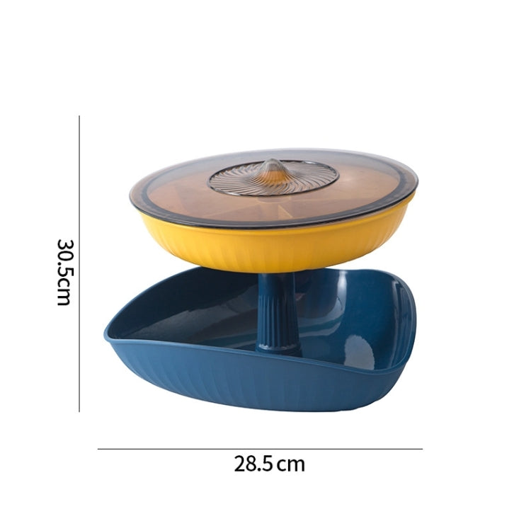 Snacks Dried Fruit Plate Multilayer Superimposed Fruit Plate Candy Plate, Specification:   Double Layer 1  (Royal Blue)