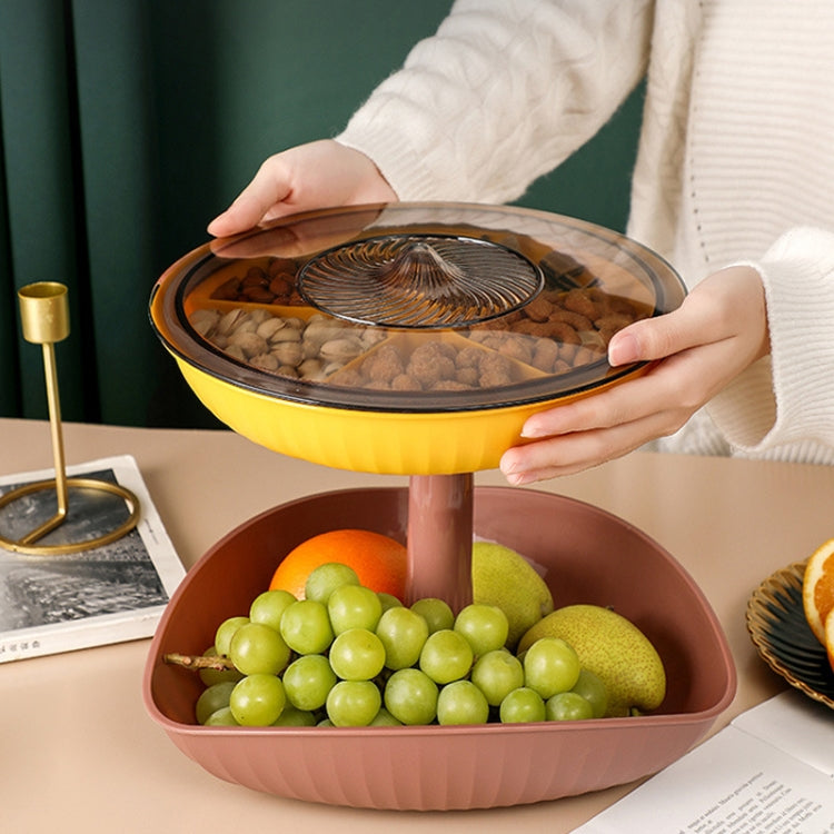 Snacks Dried Fruit Plate Multilayer Superimposed Fruit Plate Candy Plate, Specification:   Double Layer 1  (Royal Blue)