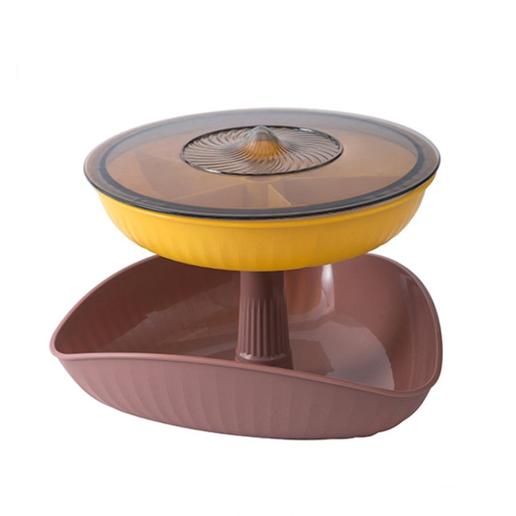 Snacks Dried Fruit Plate Multilayer Superimposed Fruit Plate Candy Plate, Specification:   Double Layer 1(Bean Pink)