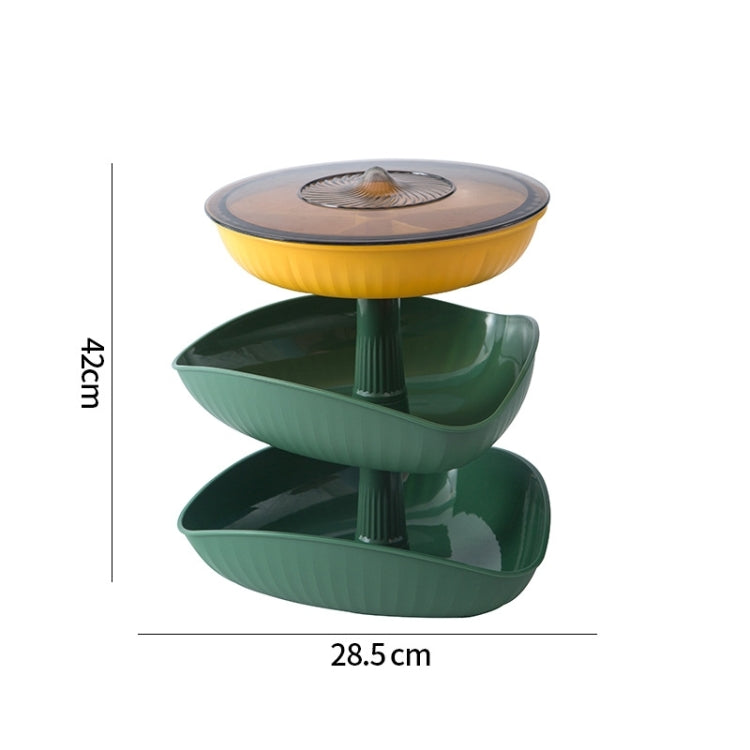 Snacks Dried Fruit Plate Multilayer Superimposed Fruit Plate Candy Plate, Specification: Three-layer (Tea green)
