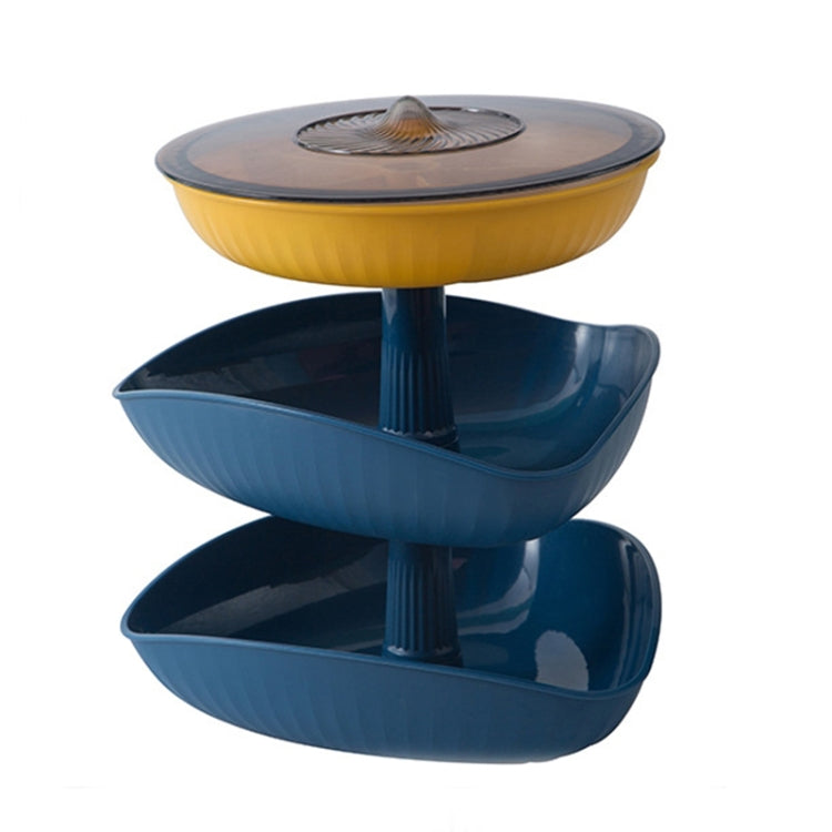 Snacks Dried Fruit Plate Multilayer Superimposed Fruit Plate Candy Plate, Specification: Three-layer  (Royal Blue)