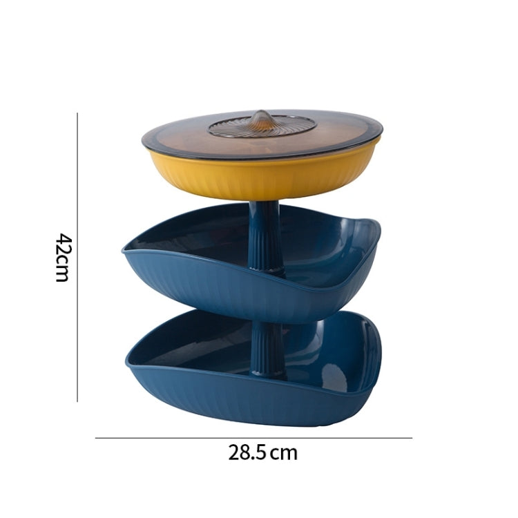 Snacks Dried Fruit Plate Multilayer Superimposed Fruit Plate Candy Plate, Specification: Three-layer  (Royal Blue)